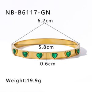 Stainless Steel CZ Heart Vintage Bangle Wholesale product image
