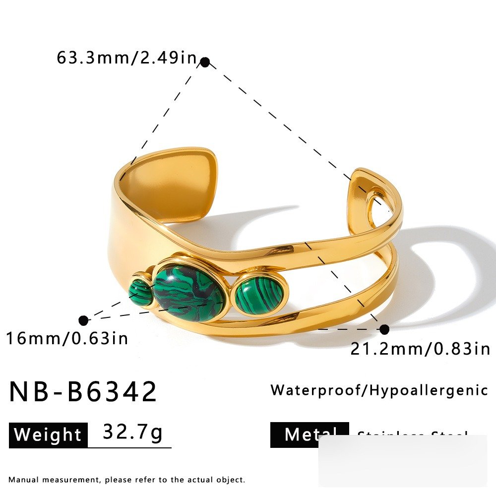 Stainless Steel CZ White Shell Heart Geometric Bangle Wholesale product image
