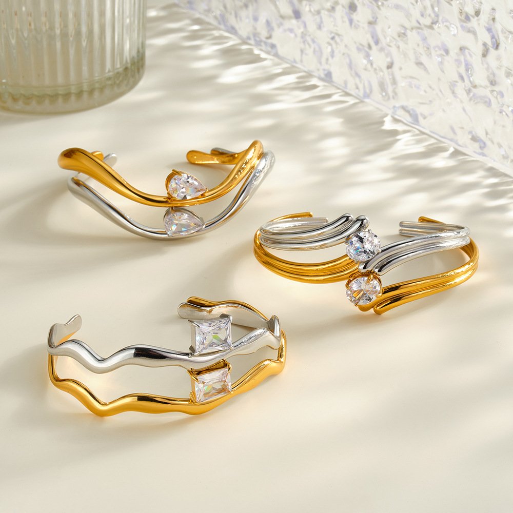 Stainless Steel CZ Geometric Bangle Style DM5030006 Wholesale product image