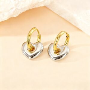 14mm 15mm Stainless Steel Heart Hollow Earrings Wholesale product image