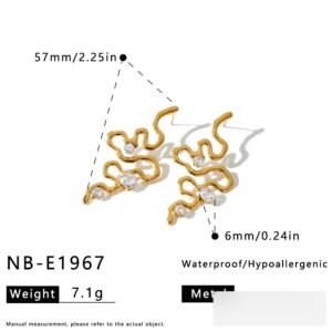 Stainless Steel CZ Irregular Earrings Wholesale product image