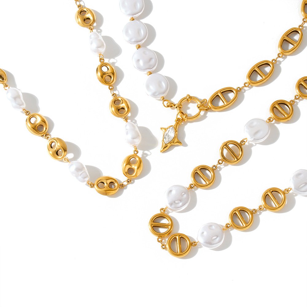 Stainless Steel Pearl CZ Minimalist Jewelry Bracelet Wholesale product image