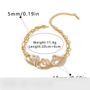 Stainless Steel CZ Heart Minimalist Enamel Bracelet Wholesale product image