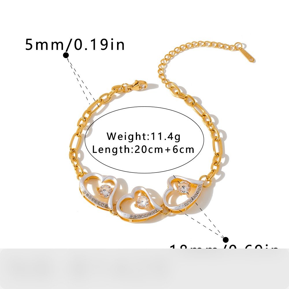 Stainless Steel CZ Heart Minimalist Enamel Bracelet Wholesale product image