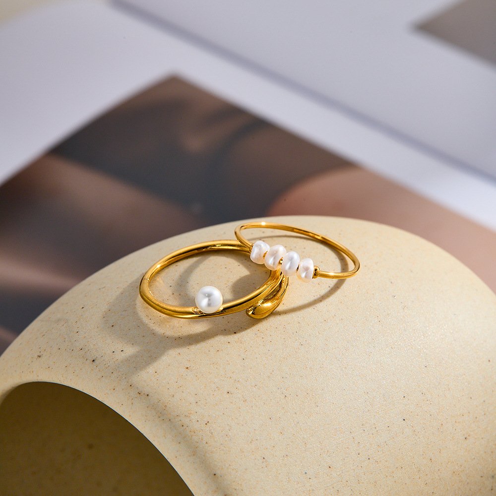 Stainless Steel Pearl Geometric Minimalist Ring Style DM5030026 Wholesale product image