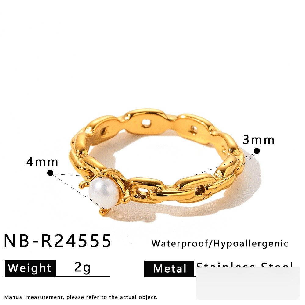 Stainless Steel Pearl Geometric Minimalist Ring Style DM5030026 Wholesale product image
