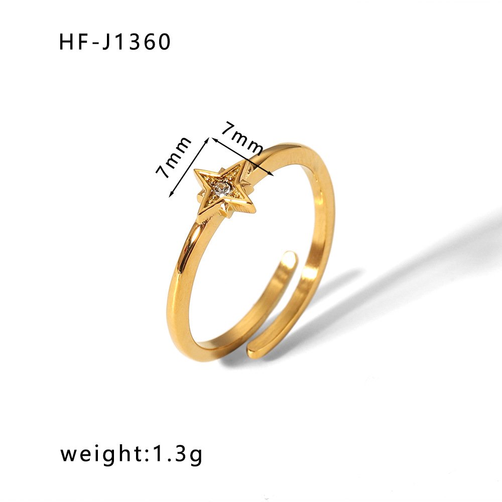 Stainless Steel CZ Vintage Enamel Open Ring Wholesale product image