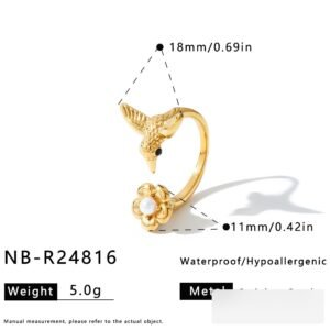 Stainless Steel Pearl CZ Flower Minimalist Ring Wholesale product image