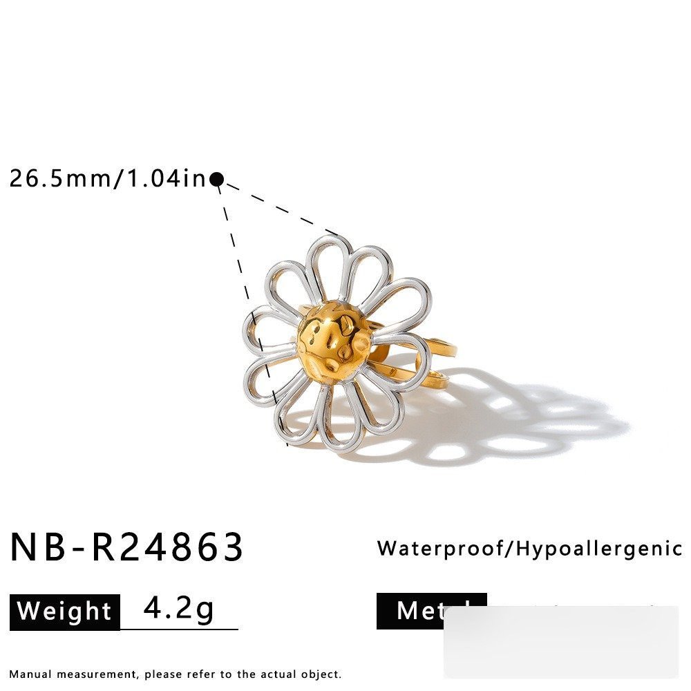 Stainless Steel Flower Minimalist Hollow Ring Wholesale product image