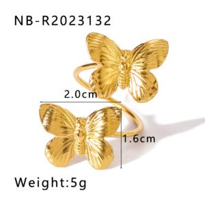 Stainless Steel Pearl Butterfly Ring Wholesale product image