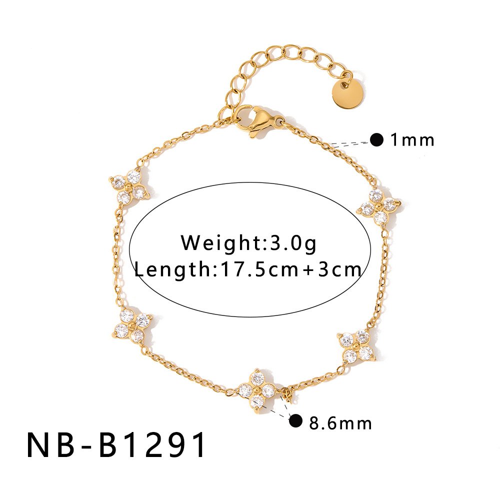 Stainless Steel CZ Heart Geometric Bracelet Wholesale product image