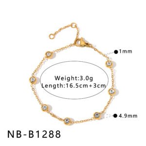 Stainless Steel CZ Heart Geometric Bracelet Wholesale product image