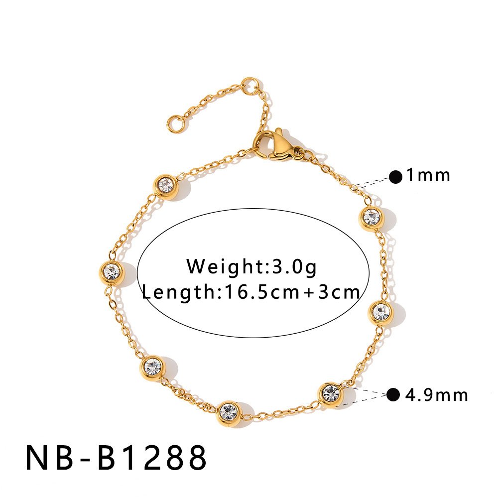 Stainless Steel CZ Heart Geometric Bracelet Wholesale product image