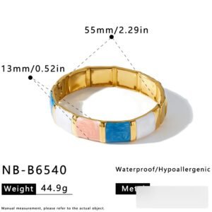 Stainless Steel Geometric Enamel Bangle Wholesale product image