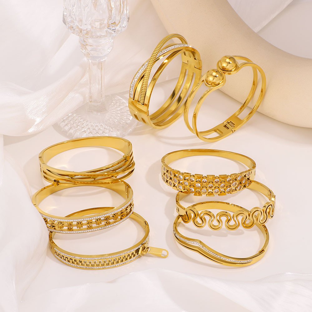 Stainless Steel Geometric Vintage Hollow Bangle Wholesale product image
