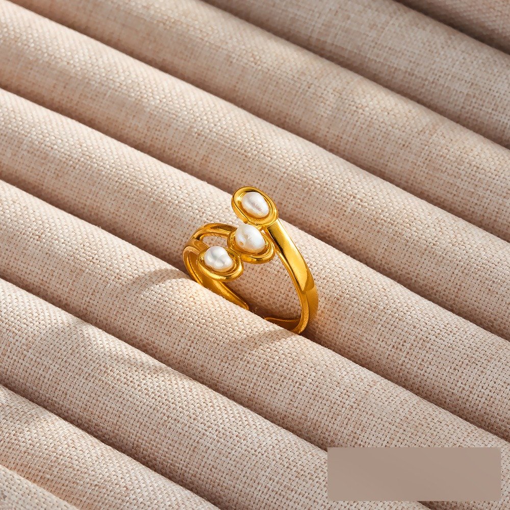 Stainless Steel Pearl Vintage Ring Wholesale product image