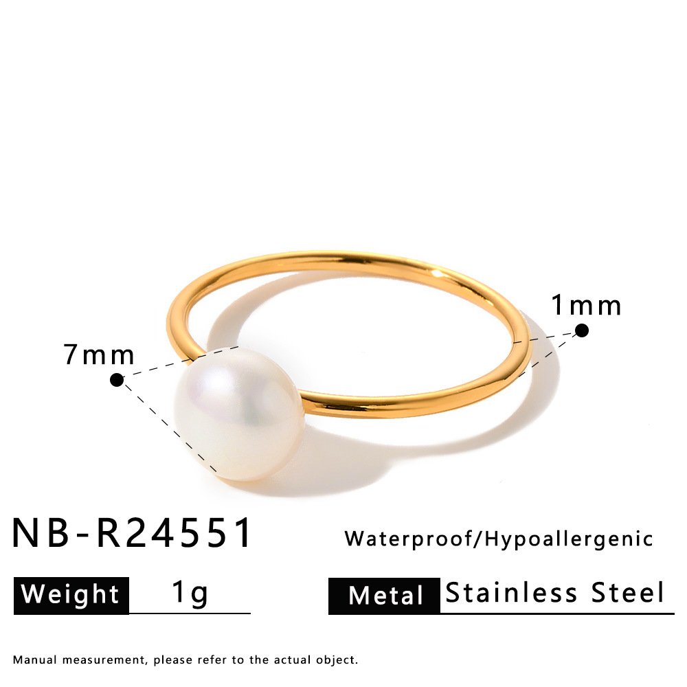 Stainless Steel Pearl Geometric Minimalist Ring Style DM5030026 Wholesale product image