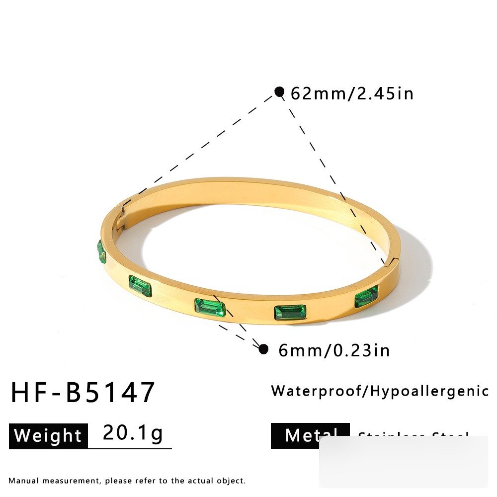Stainless Steel CZ White Shell Heart Geometric Bangle Wholesale product image