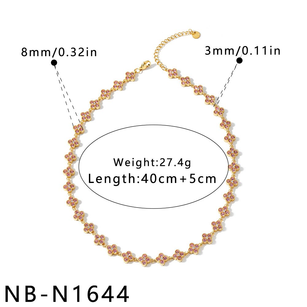 Stainless Steel CZ Flower Jewelry Necklace Wholesale product image