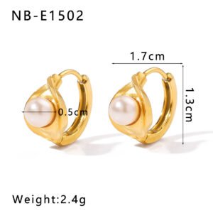 Stainless Steel Pearl Flower Minimalist Earrings Wholesale product image