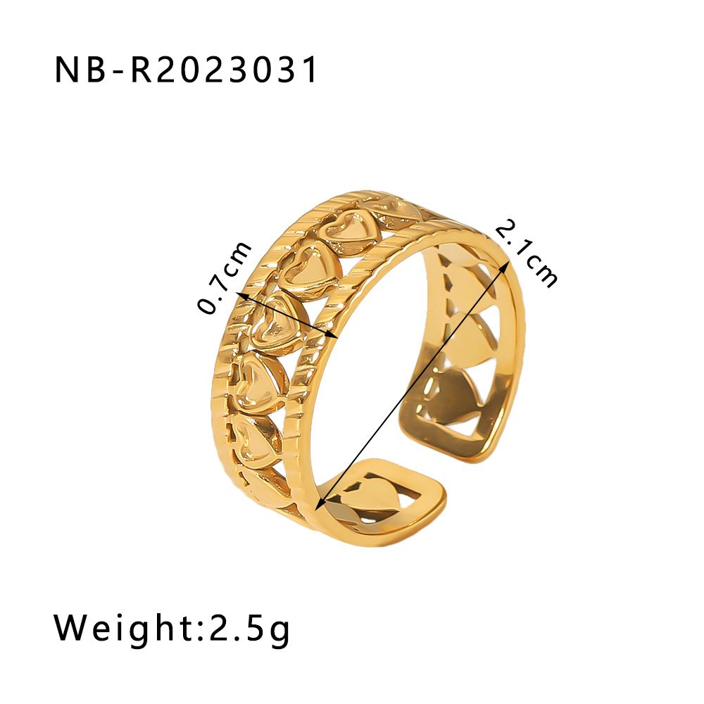 Stainless Steel Heart Geometric Minimalist Open Ring Wholesale product image