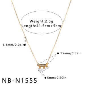 Stainless Steel Pearl CZ Minimalist Jewelry Necklace Wholesale product image