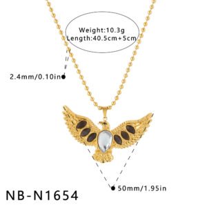 Stainless Steel CZ Heart Butterfly Enamel Pendant Wholesale product image