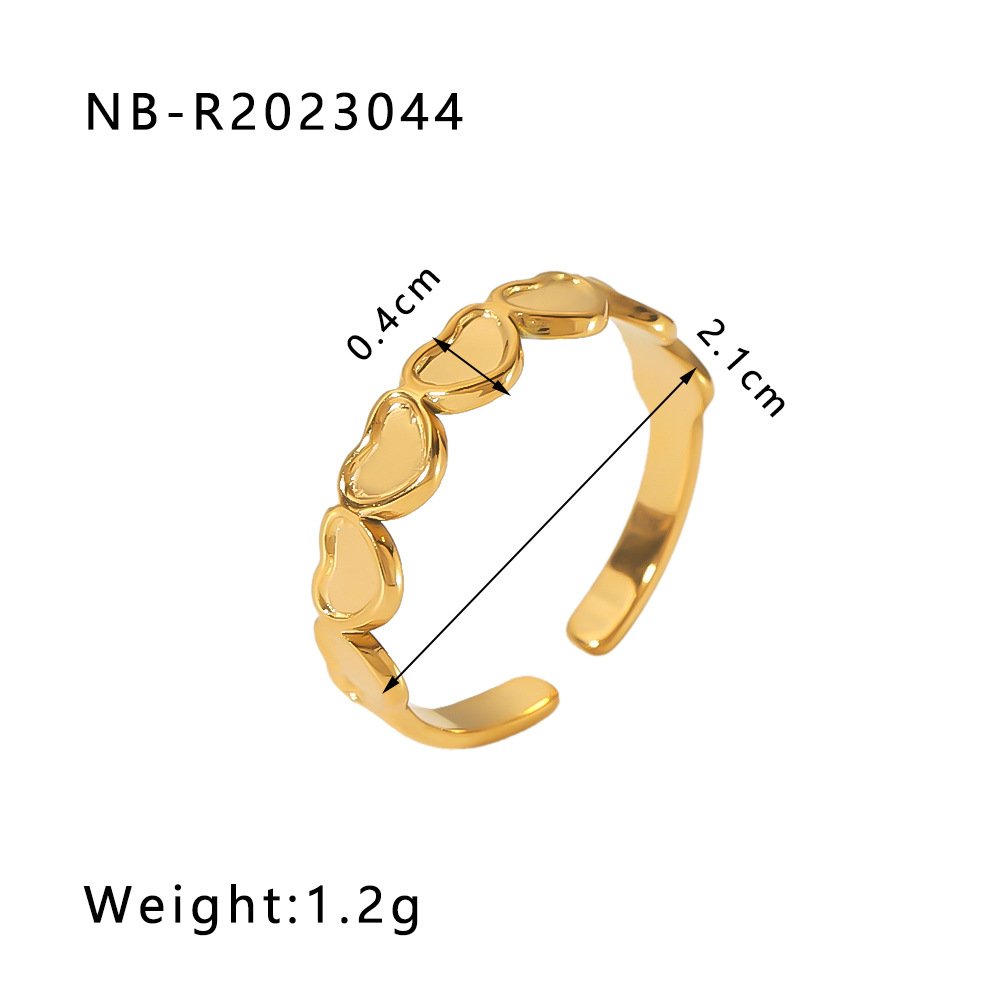 Stainless Steel Heart Geometric Minimalist Open Ring Wholesale product image