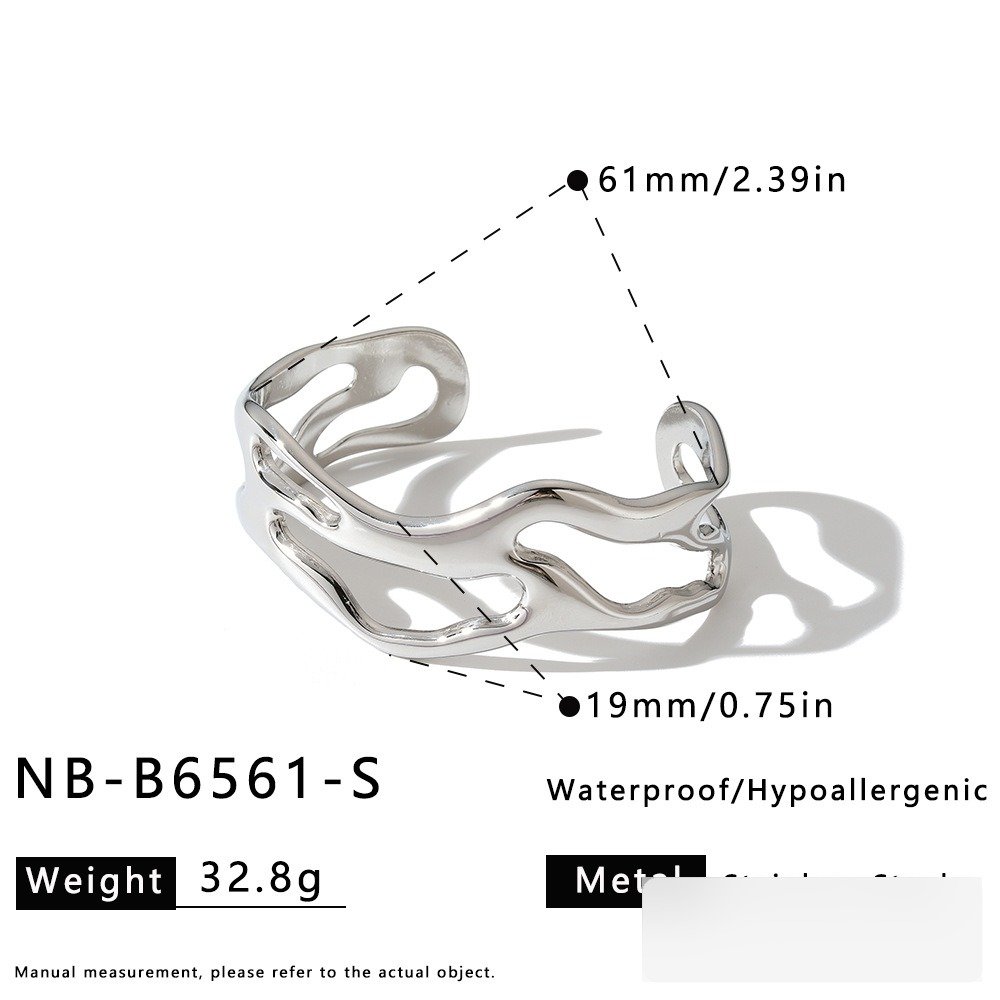 Stainless Steel Geometric Irregular Hollow Bangle Wholesale product image