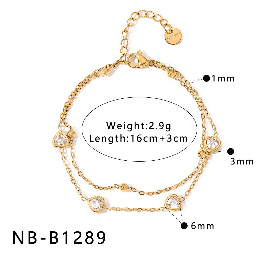 Stainless Steel CZ Heart Geometric Bracelet Wholesale product image
