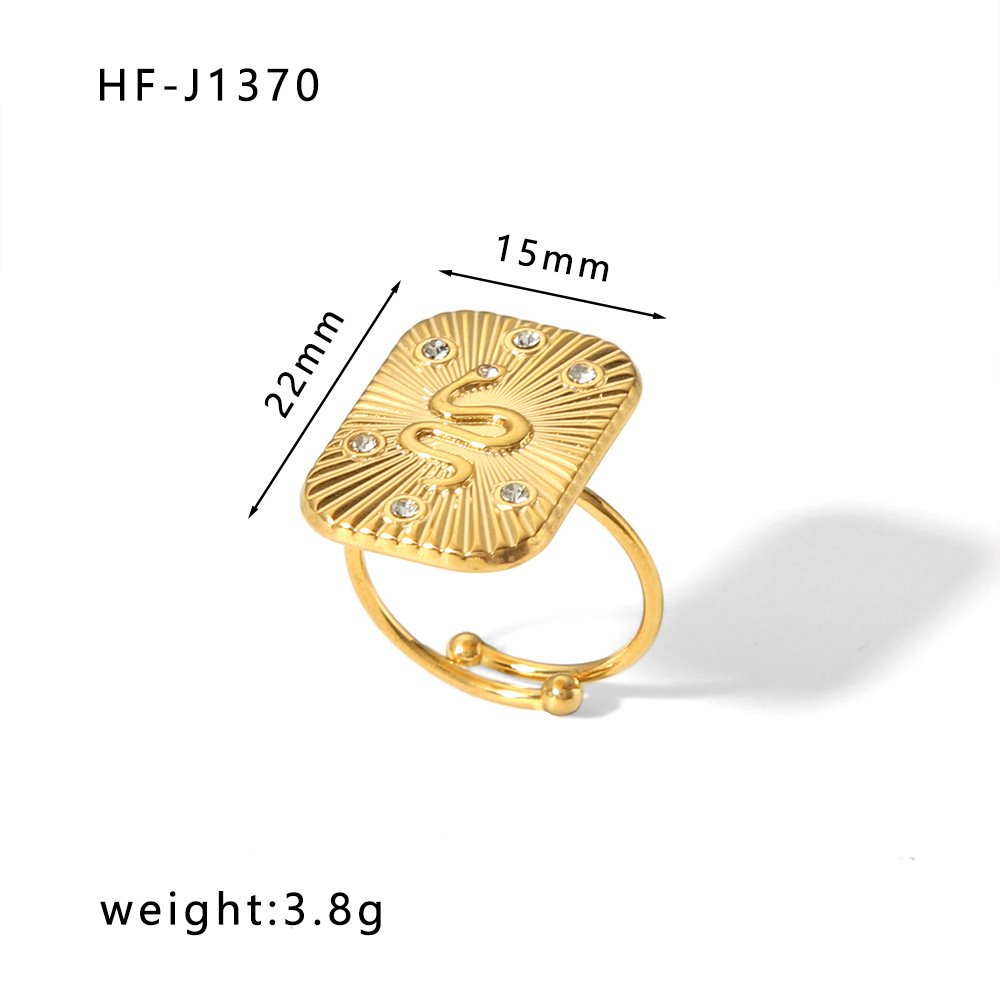 Stainless Steel CZ Vintage Enamel Open Ring Wholesale product image