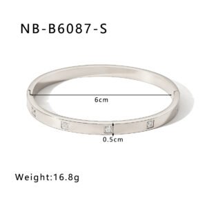 Stainless Steel CZ Heart Geometric Bangle Wholesale product image