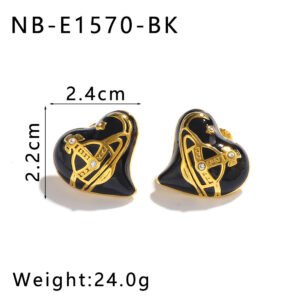 Stainless Steel Heart Enamel Earrings Wholesale product image
