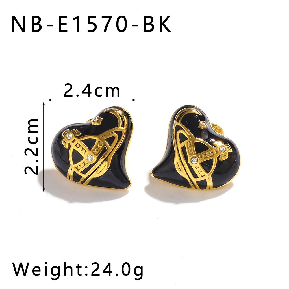 Stainless Steel Heart Enamel Earrings Wholesale product image