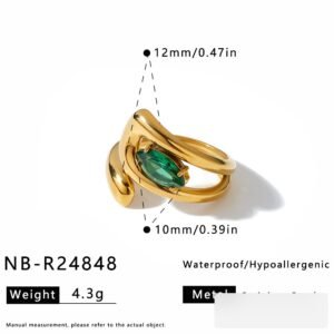 Stainless Steel CZ Irregular Open Ring Wholesale product image