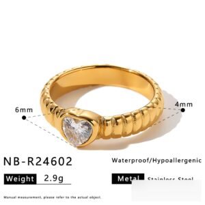 Stainless Steel CZ Heart Cross Ring Wholesale product image