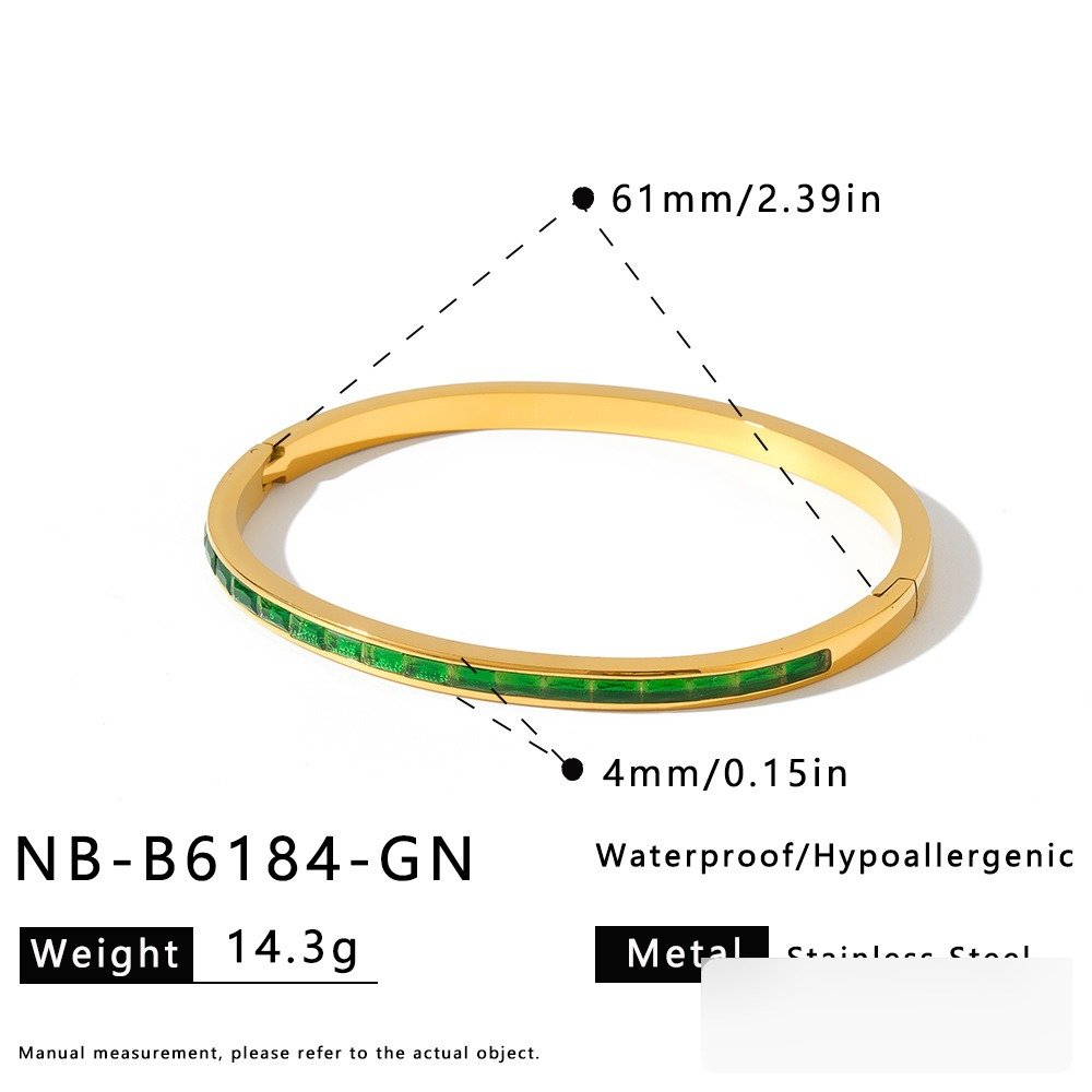 Stainless Steel CZ White Shell Heart Geometric Bangle Wholesale product image