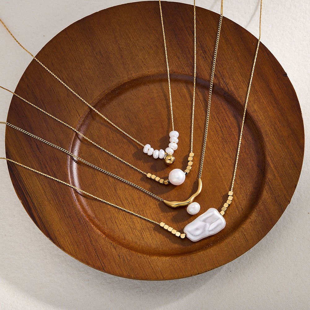 Stainless Steel Pearl Minimalist Jewelry Necklace Wholesale product image