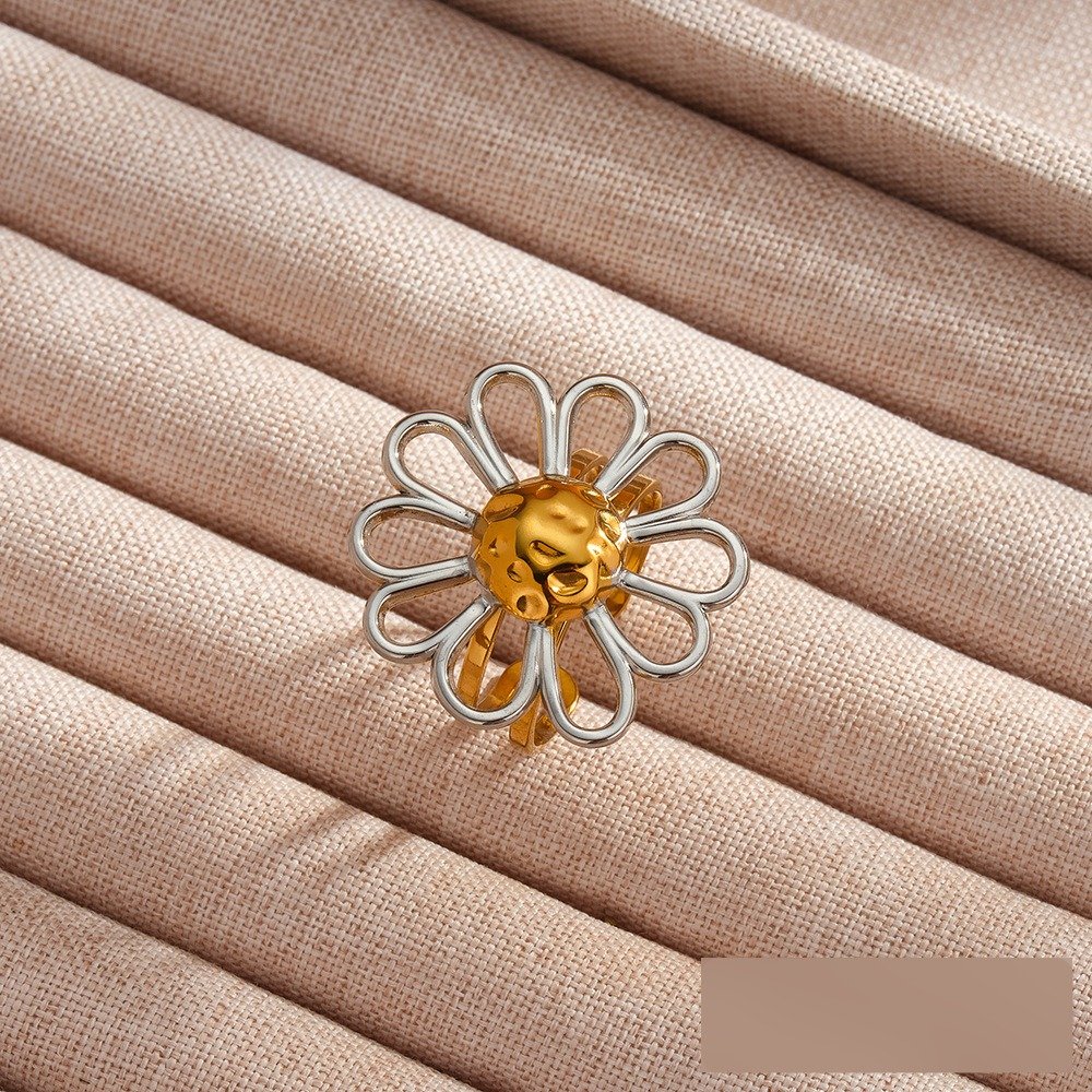 Stainless Steel Flower Minimalist Hollow Ring Wholesale product image