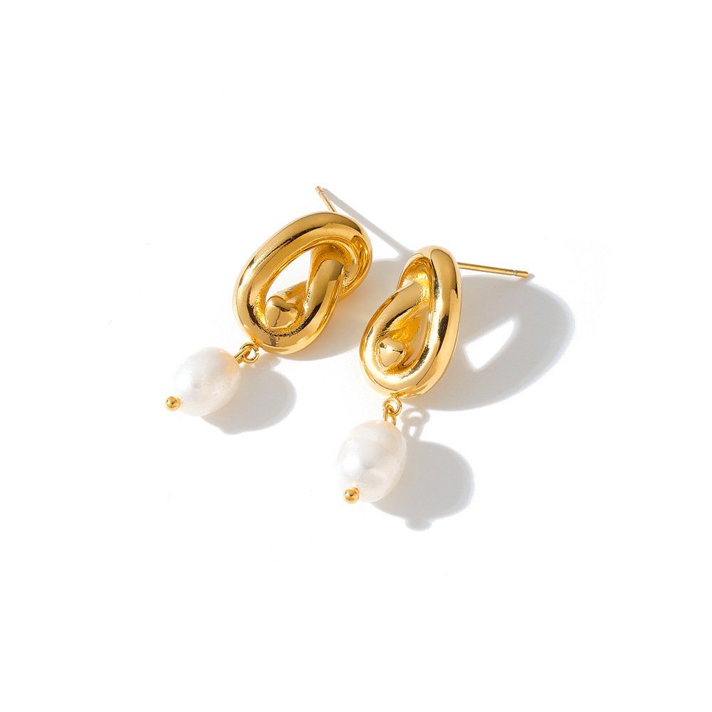 Stainless Steel Pearl Geometric Earrings Wholesale product image
