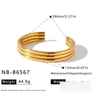 Stainless Steel Geometric Open Bangle Wholesale product image