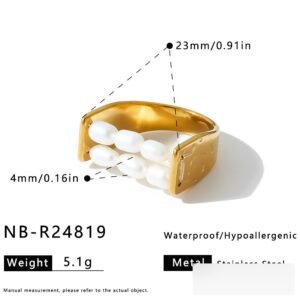 Stainless Steel Pearl Geometric Minimalist Ring Style DM5030116 Wholesale product image