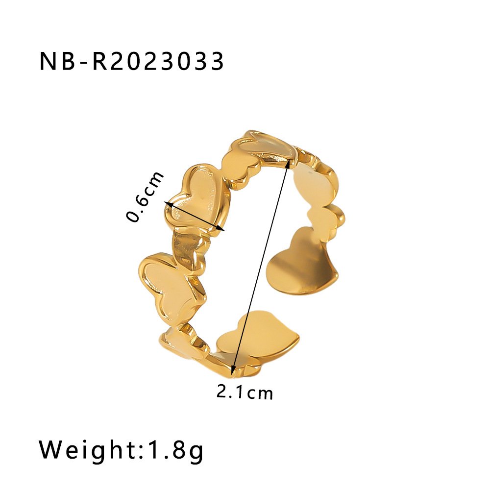 Stainless Steel Heart Geometric Minimalist Open Ring Wholesale product image