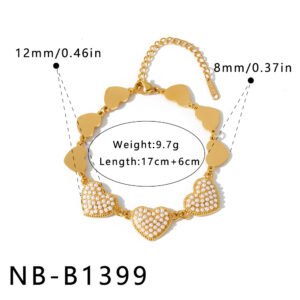 Stainless Steel Pearl Heart Butterfly Bracelet Wholesale product image
