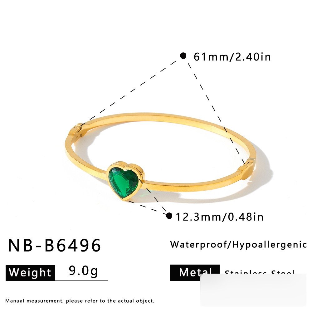 Stainless Steel CZ White Shell Heart Geometric Bangle Wholesale product image