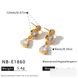 Stainless Steel CZ Geometric Minimalist Earrings Wholesale product image