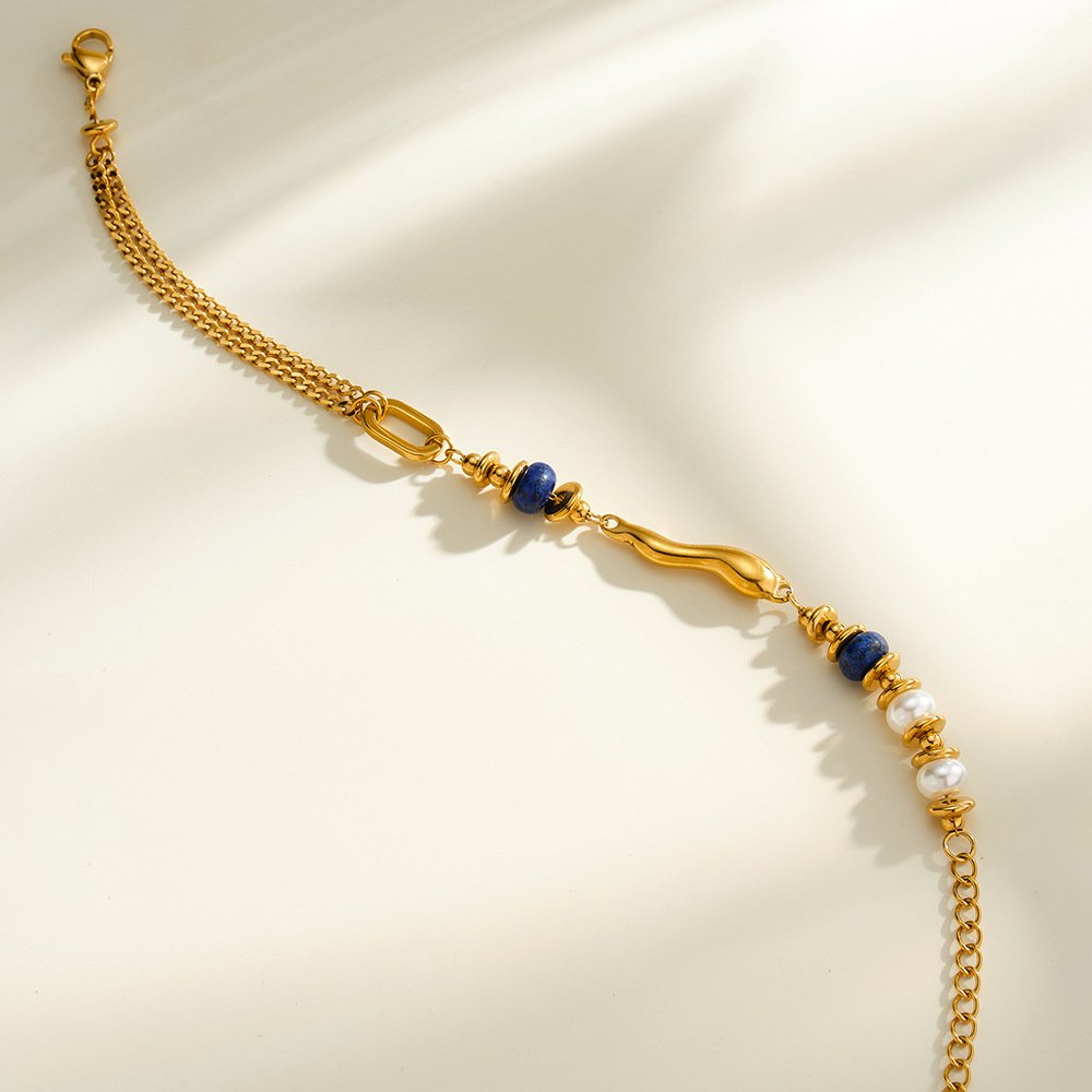 Stainless Steel Pearl Geometric Minimalist Bracelet Wholesale product image