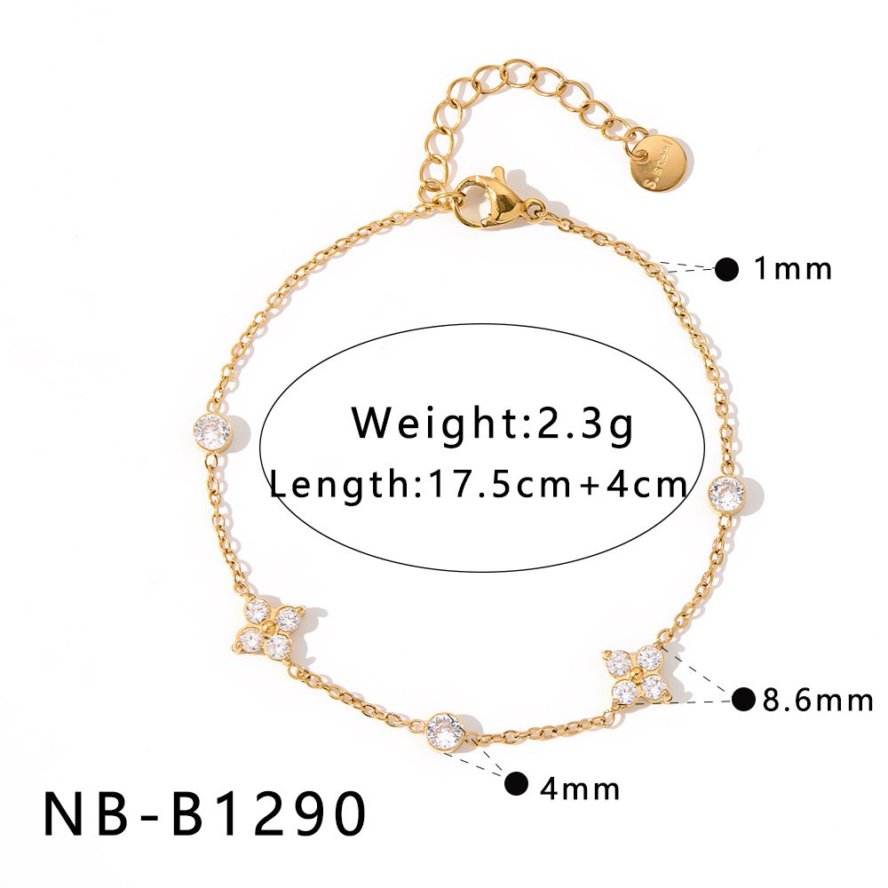 Stainless Steel CZ Heart Geometric Bracelet Wholesale product image