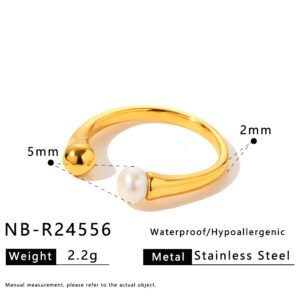 Stainless Steel Pearl Geometric Minimalist Ring Style DM5030026 Wholesale product image