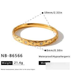 Stainless Steel CZ Heart Flower Bangle Wholesale product image